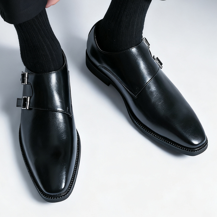 Elegant Valmont dress shoes: men's classic buckle loafers in brown, perfect for formal occasions.