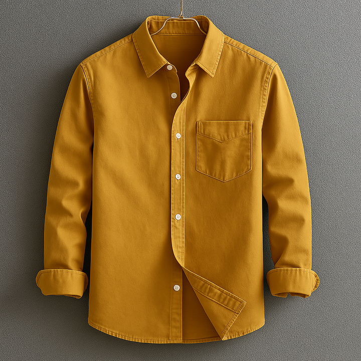 Stylish gray Oxford shirt for men, a versatile long-sleeve piece ensuring comfortable, sharp everyday style.