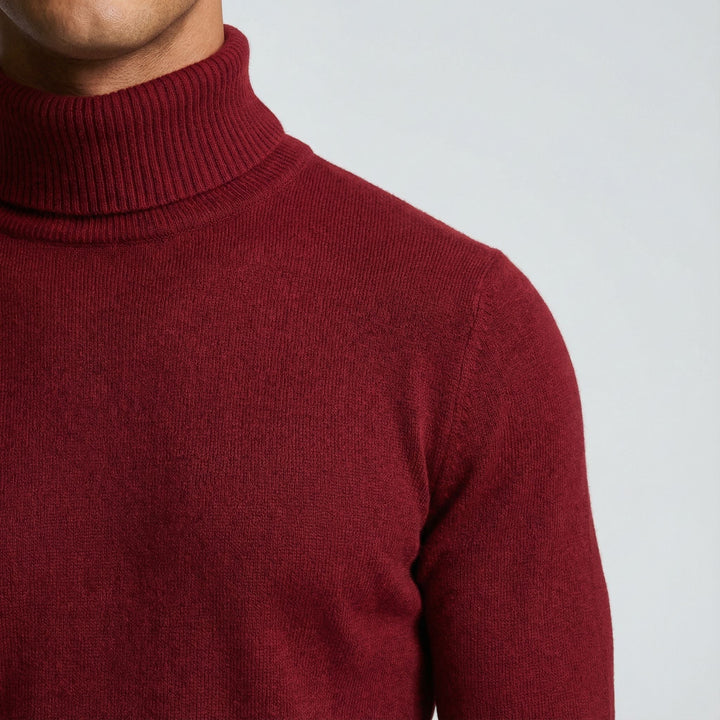 Classic Men's Turtleneck Sweater in a rich hue, elegant & warm pullover for winter fashion.