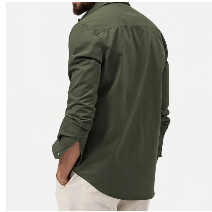 Stylish men's Claymore tactical button-up shirt, perfect for travel and active outdoor wear.