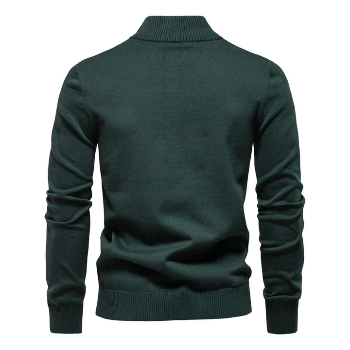Man wearing a men's striped pullover sweater, great for coastal style casual fashion.