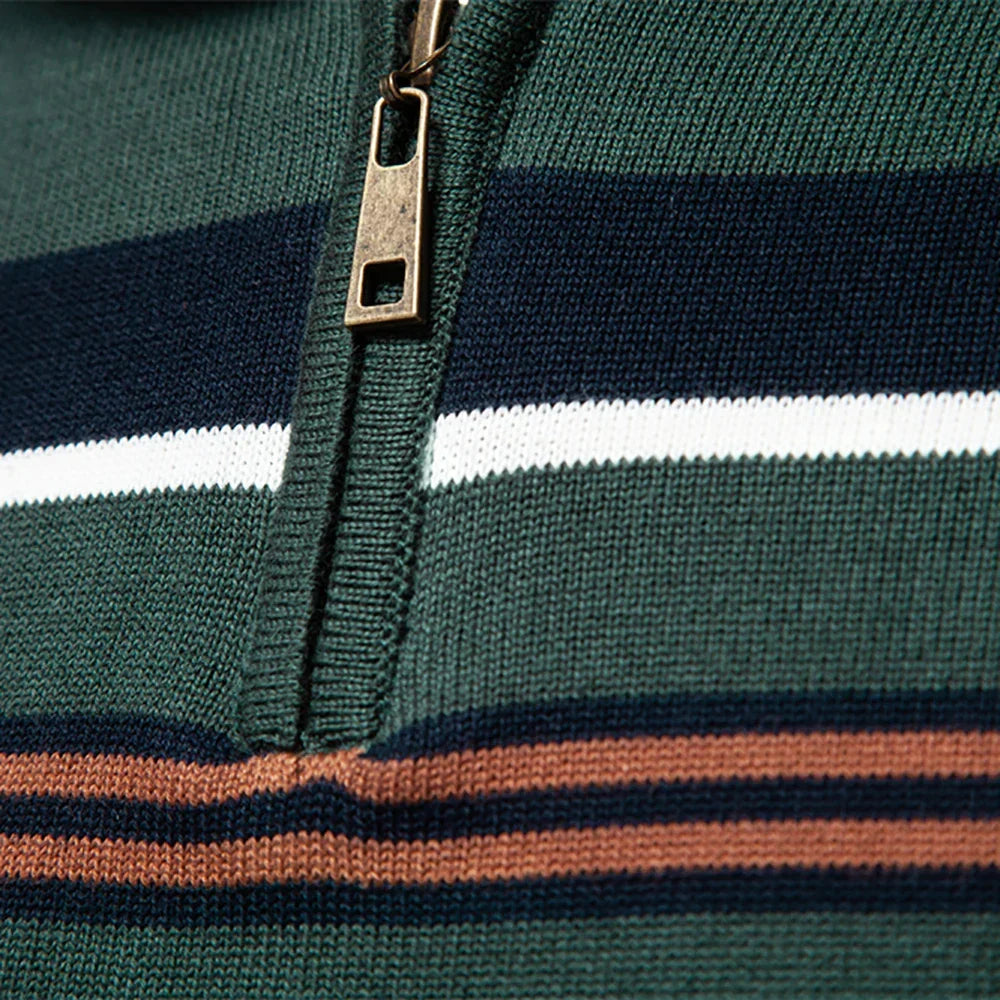 Men's everyday coastal striped pullover sweater, a comfortable casual wear and fashion staple.