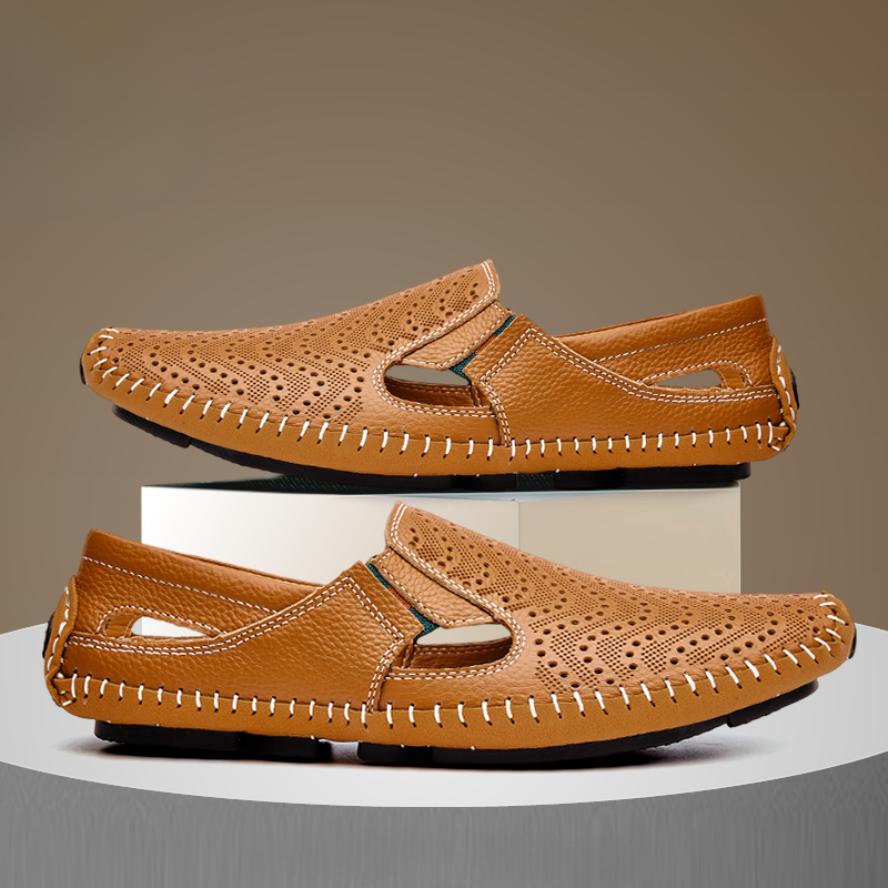 Men's open-toe comfort sandals with adjustable strap. Perfect warm weather shoes for casual summer days.