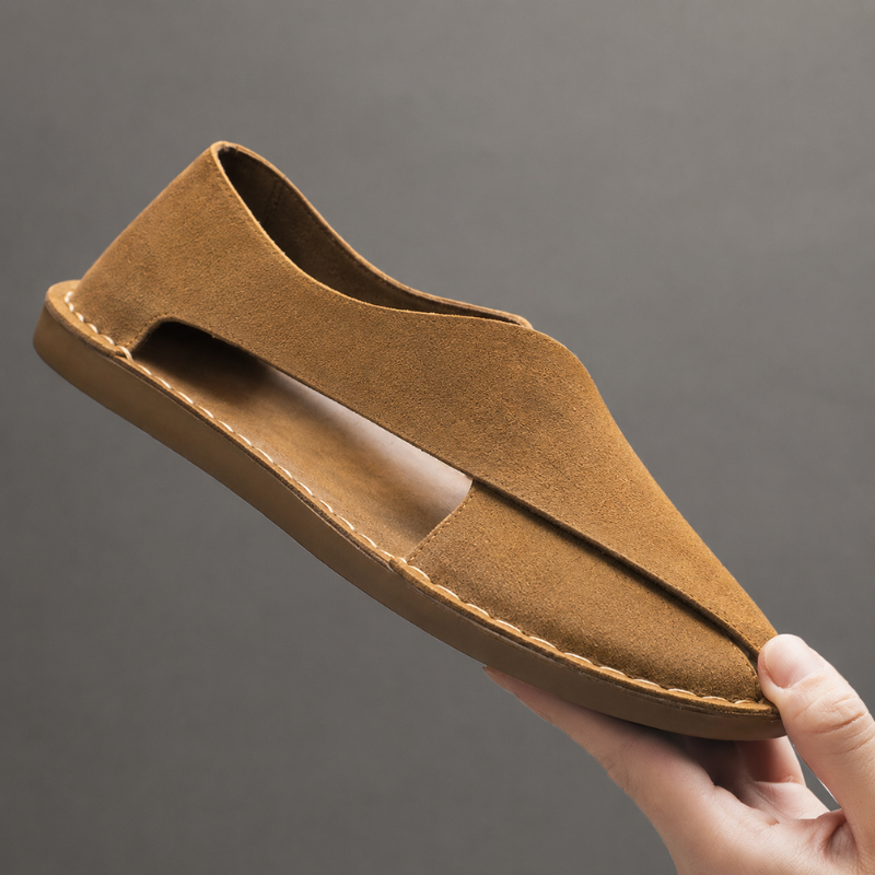 Men's durable cross-wrap slip-on sandals, offering comfort and style for casual outings.