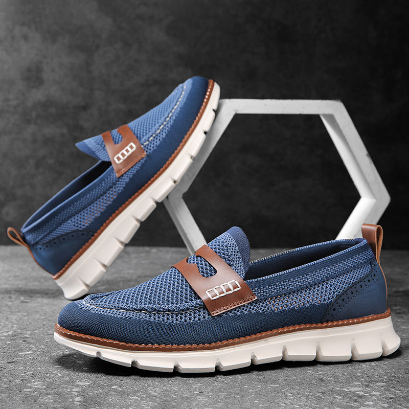Stylish men's slip-on shoes with orthopedic support, perfect for casual outfits.