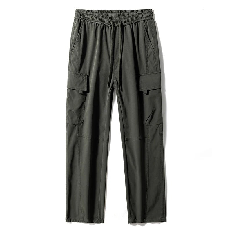 Side view of men's everyday stretch cargo pants, showing utility pockets & relaxed style.