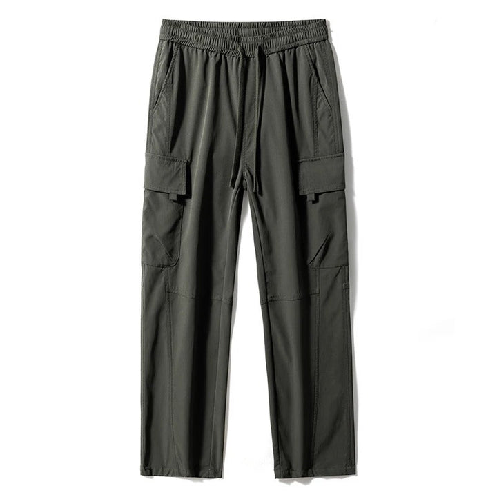 Side view of men's everyday stretch cargo pants, showing utility pockets & relaxed style.