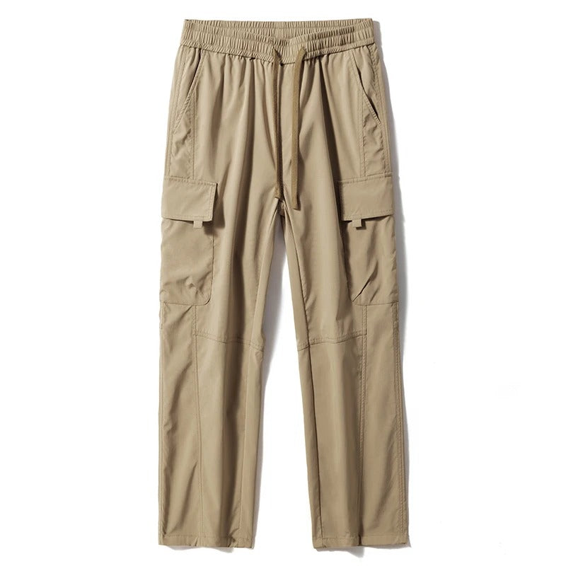 Back view of comfortable men's cargo pants, featuring a relaxed fit & durable design.