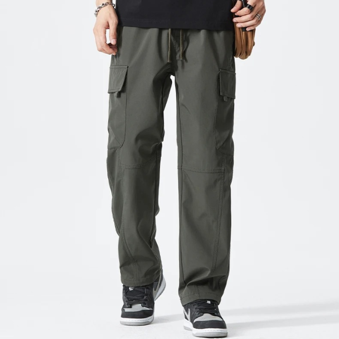 Utility men's cargo pants featuring multiple spacious pockets for practical storage.