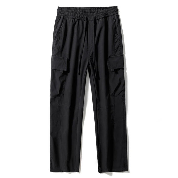 Full view of men's comfortable stretch cargo pants, relaxed fit for ultimate comfort.