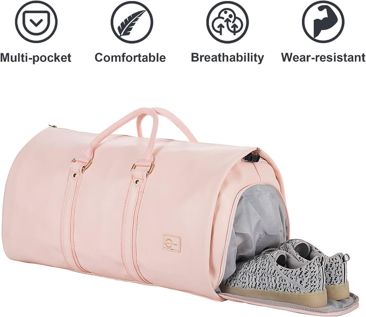Men's stylish black travel bag, a versatile garment duffel for organized carry-on business trips.