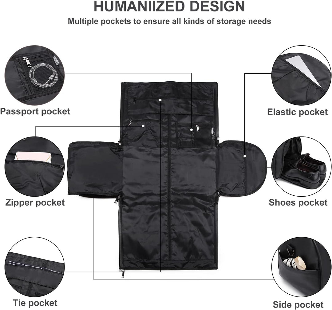 Men's smart travel organizer: a convertible garment duffel bag for wrinkle-free suits & weekender trips.
