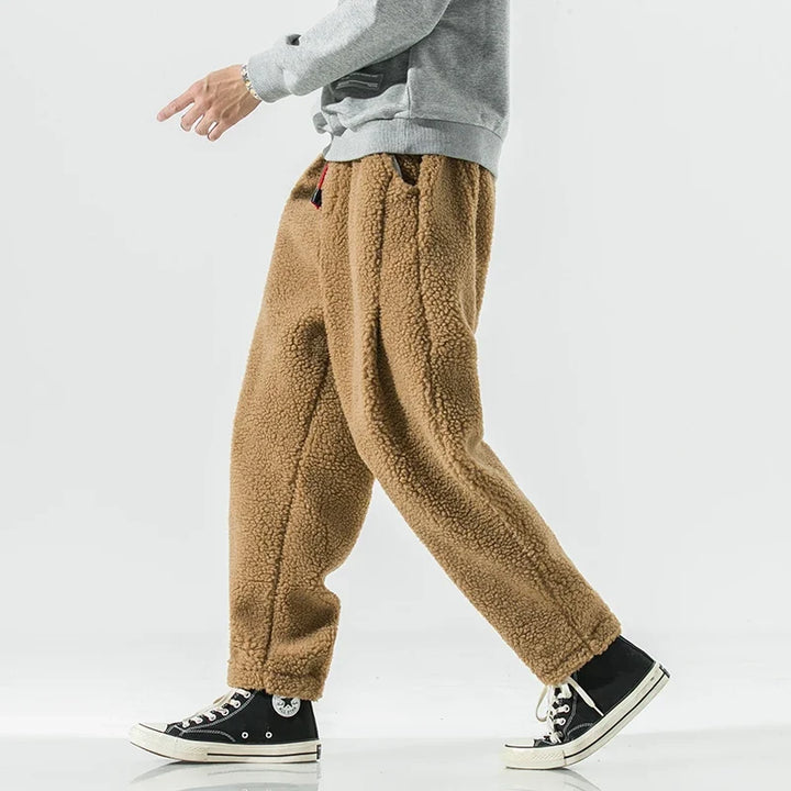 Men's cozy sherpa joggers in black, perfect for everyday casual style and ultimate comfort.