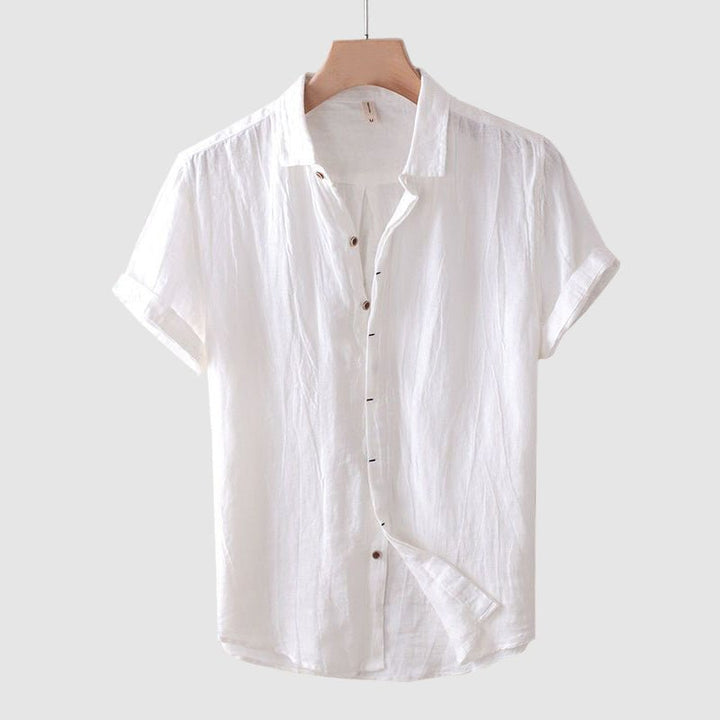 Men's relaxed fit crinkle short sleeve shirt, ideal for vacation wear, casual summer days & everyday style.