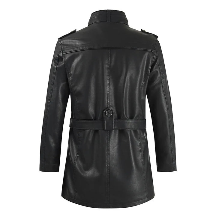Men's Dexter Classic jacket, all-season versatility in coffee brown, featuring a stand-up collar & belt.
