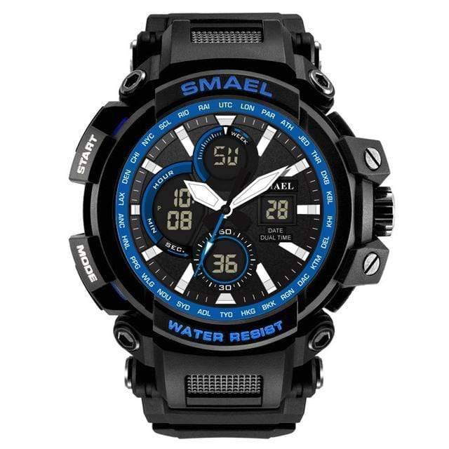 Outdoor gear: Men's digital analog watch, camouflage, waterproof, ideal military or sport wrist accessory.