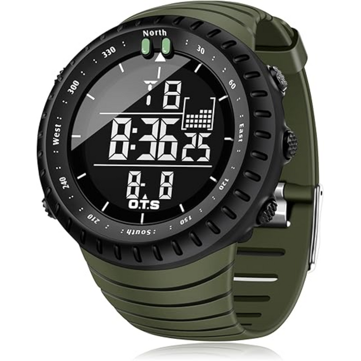 Durable men's tactical watch, shock-resistant and waterproof. Perfect for adventure gear & outdoor sports.