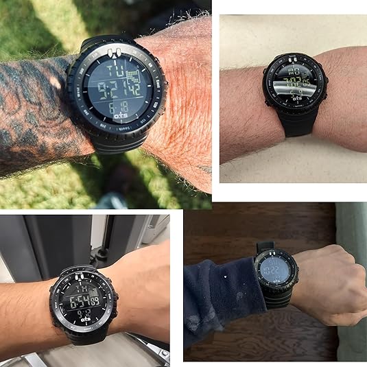 Men's waterproof digital sports watch with LED display, shock-resistant for all active pursuits.