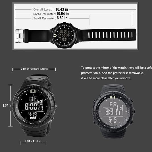Stylish men's digital sports watch, waterproof, shock-resistant, with LED display for active wearers.