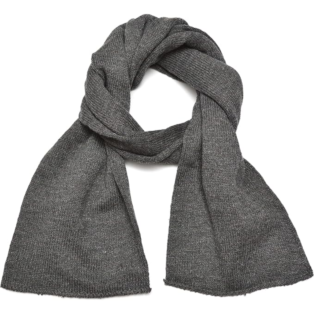 Modern men's double layer knit scarf, soft acrylic for ultimate winter warmth.