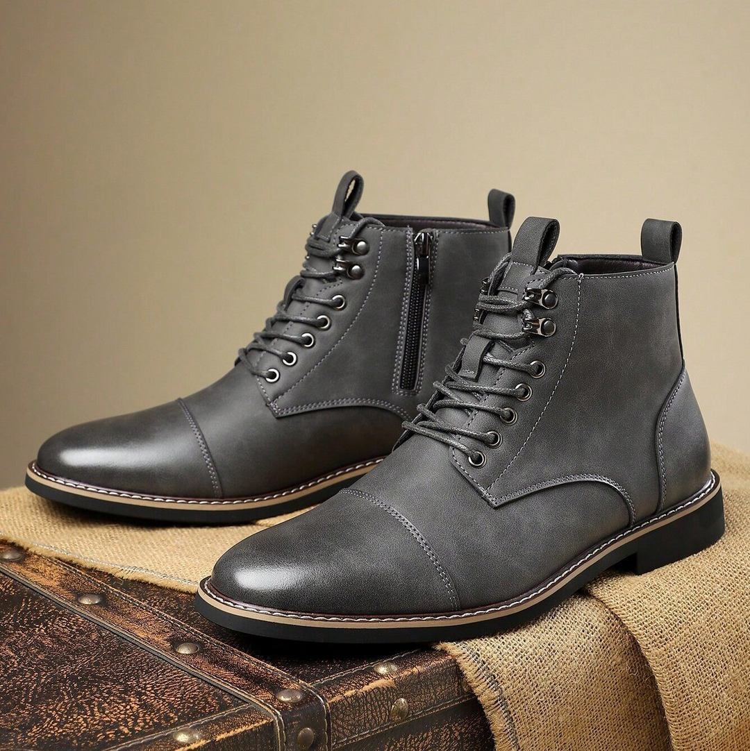 Stylish men's fashion boots, versatile for rugged outdoor paths or modern city casual wear.