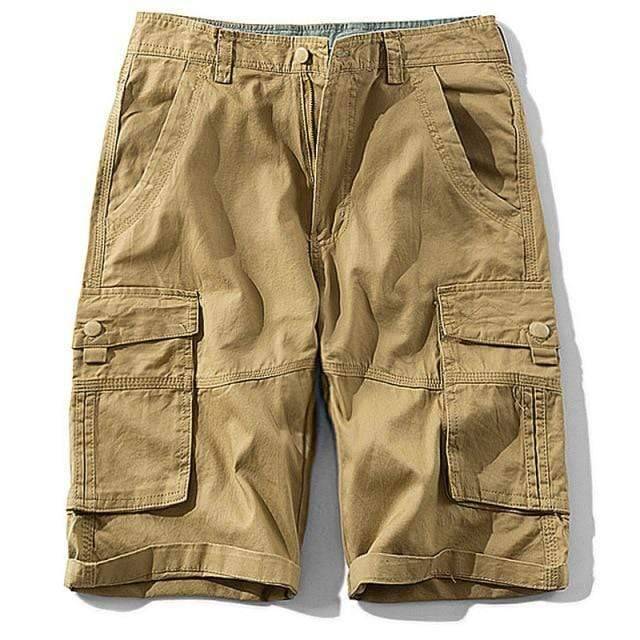 Black men's cargo shorts, a practical choice for outdoor activities & everyday wear.