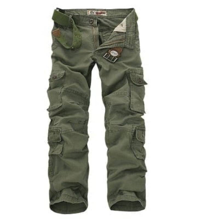 Tactical men's cargo pants with multiple pockets, tough cotton fabric for outdoor activities