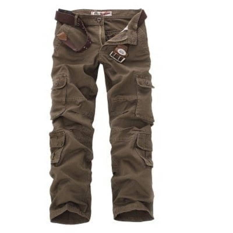 Men's versatile cargo pants, durable cotton, many pockets for tactical or outdoor use