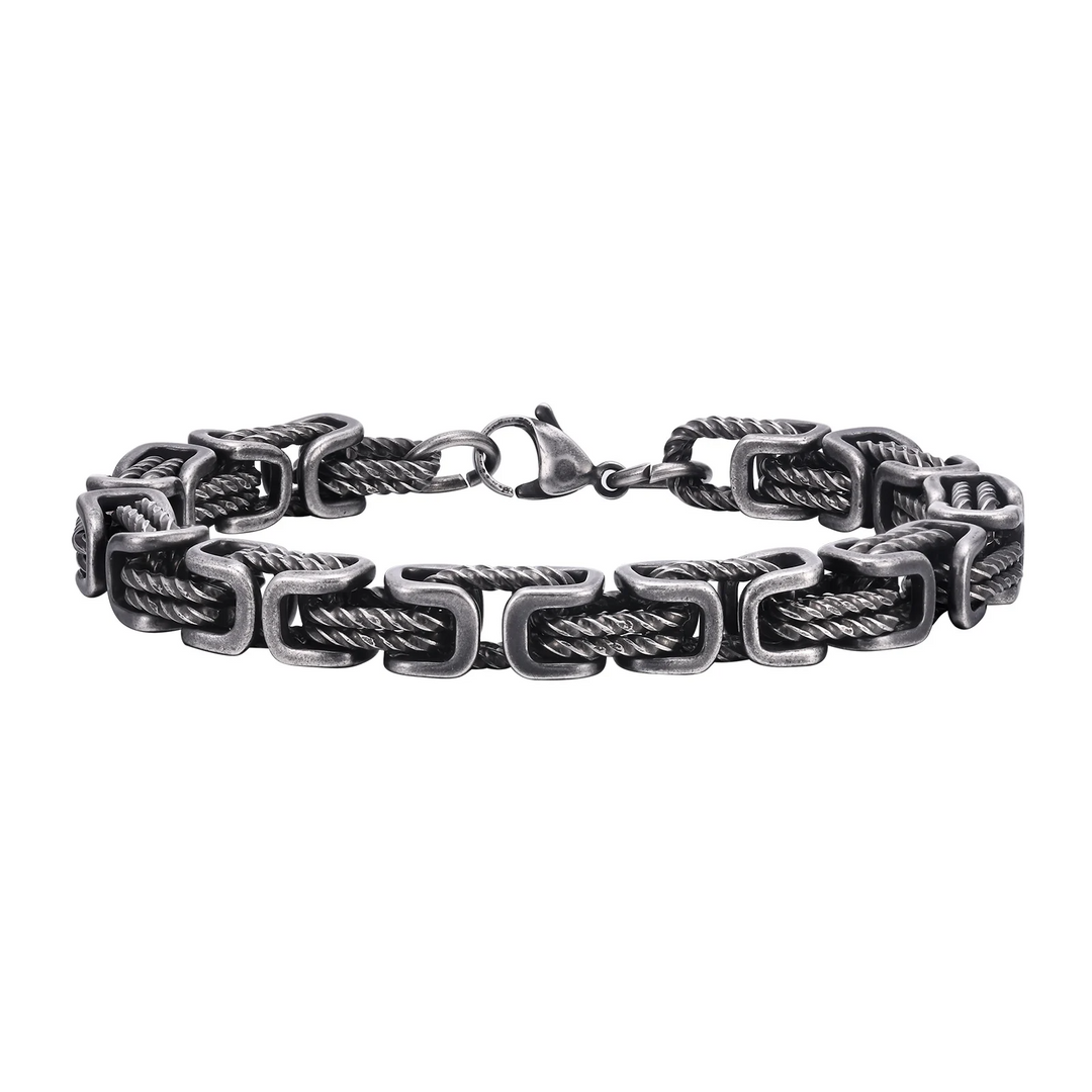 Durable men's stainless steel chain bracelet, a polished metal accessory for a rugged style.
