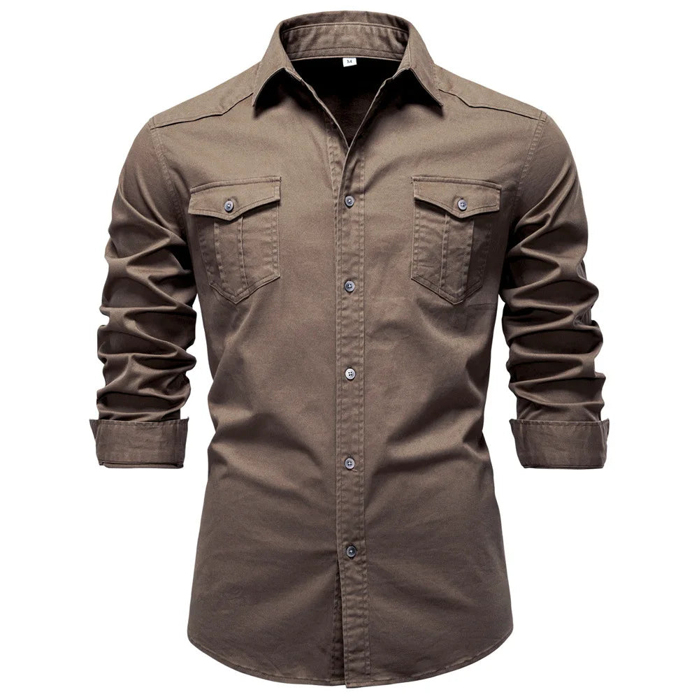 Rugged men's utility shirt, durable long sleeve, ideal for workwear & casual style.