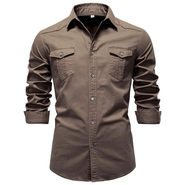 Rugged men's utility shirt, durable long sleeve, ideal for workwear & casual style.