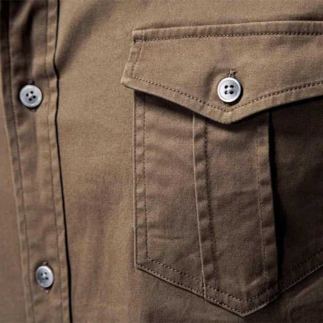 Rugged men's everyday utility shirt, long sleeve button-up, perfect for durable work & style.