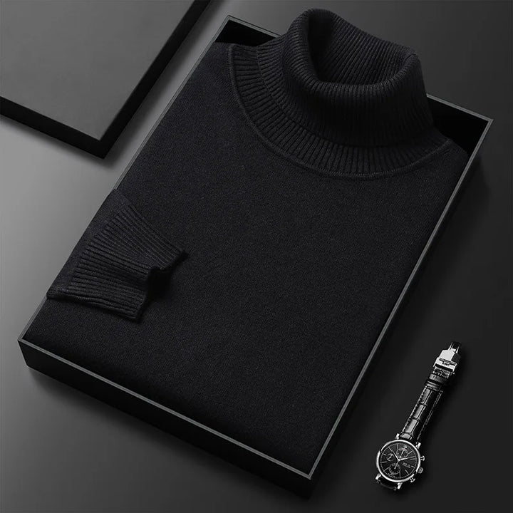 Classic men's turtleneck sweater, updated for modern winter fashion. An elegant, long sleeve addition to mens clothing.