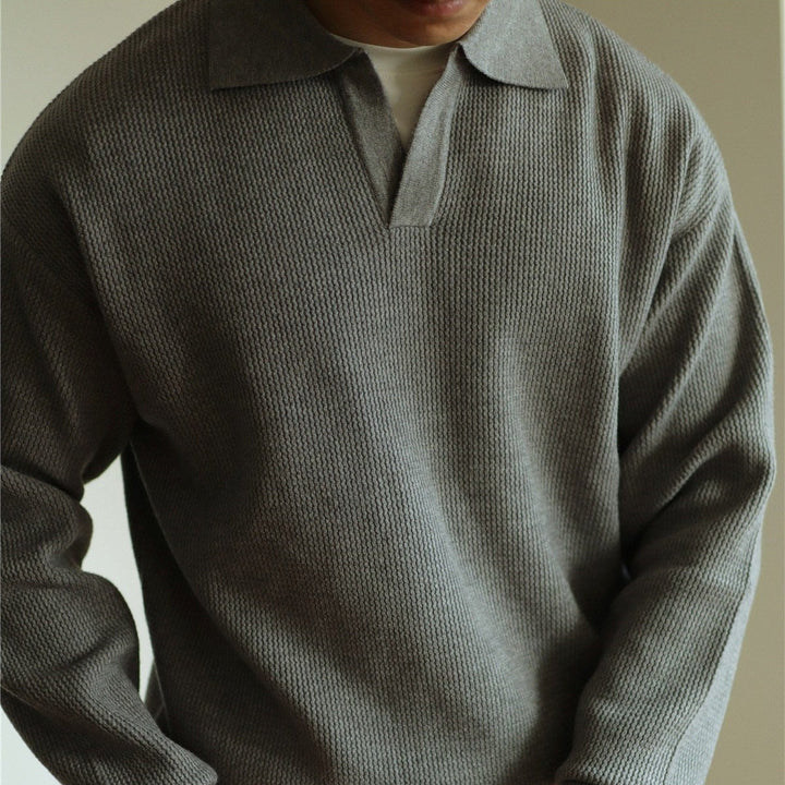 Smart casual men's Ellis Knit Polo. Classic fit knit shirt for versatile everyday and summer wear.