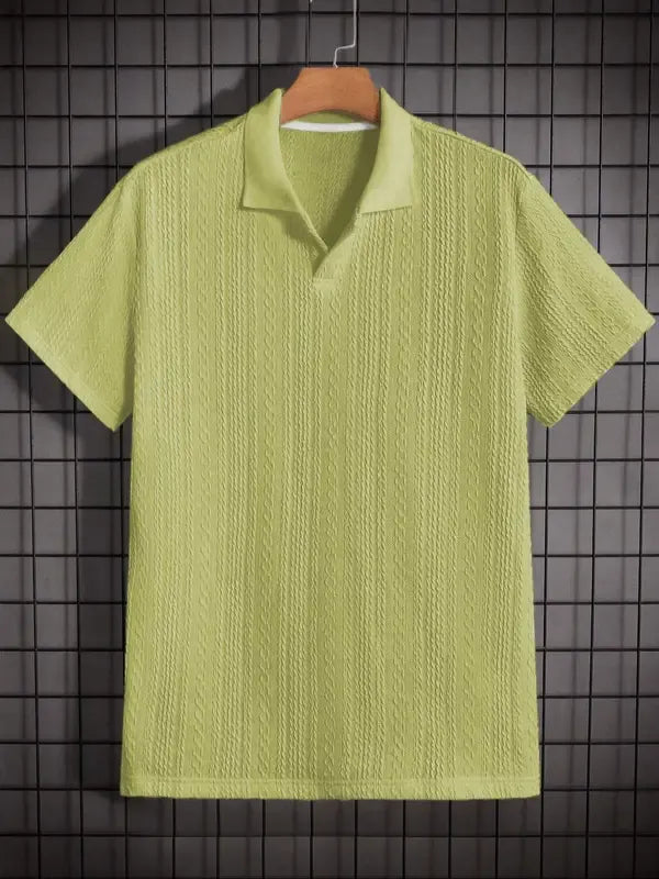 Versatile men's Elora textured polo. Short sleeve menswear top, ideal for casual and smart summer fashion.