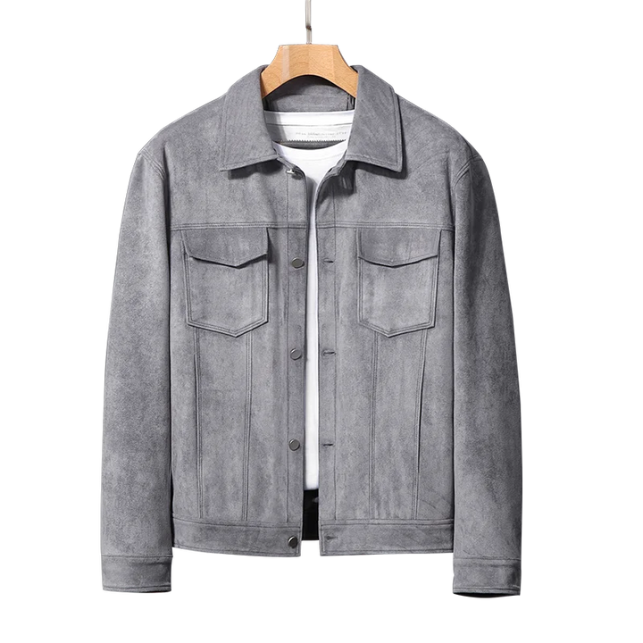 Modern classic men's button-front jacket. Versatile for everyday casual & stylish layering.