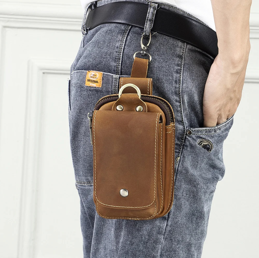 Stylish men's everyday carry organizer pouch. Ideal for phones, accessories, & secure travel.
