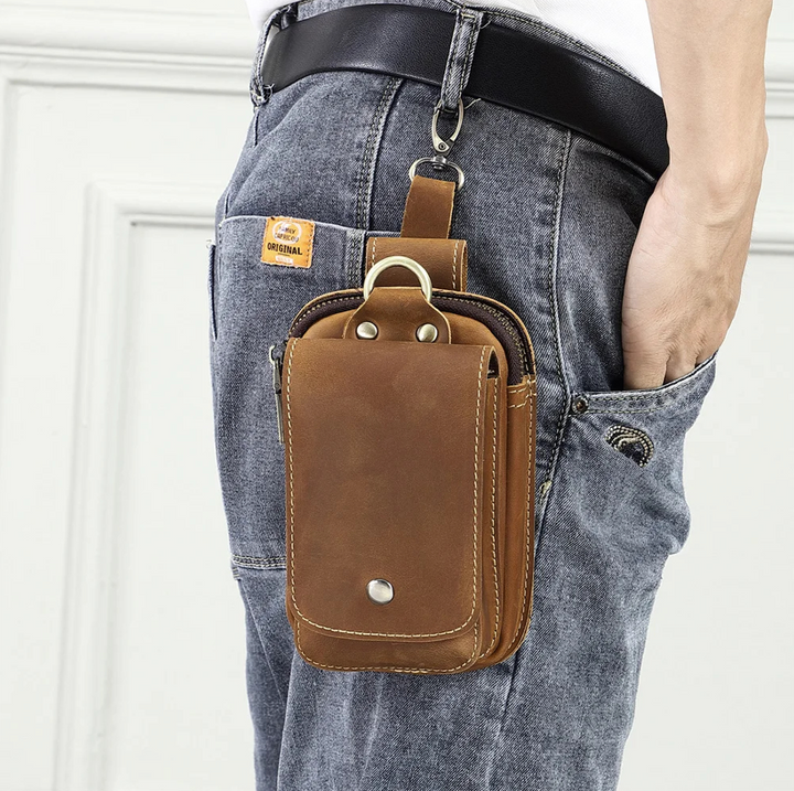 Stylish men's everyday carry organizer pouch. Ideal for phones, accessories, & secure travel.