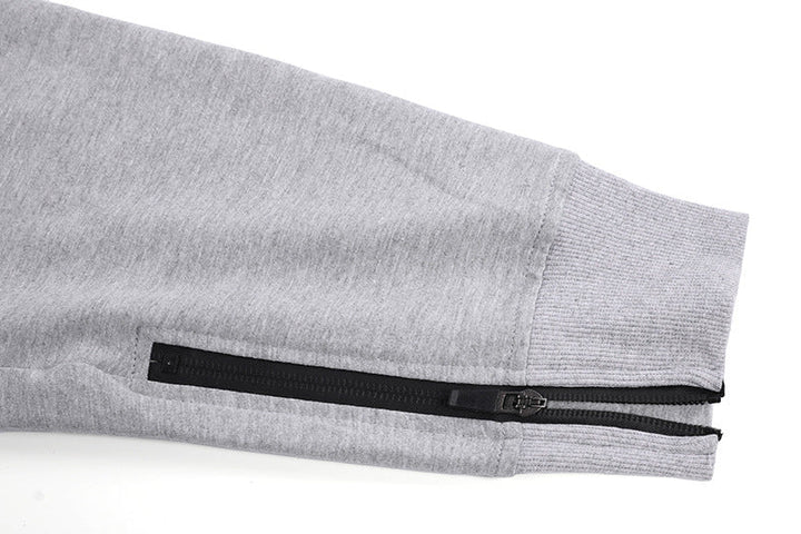 Stylish grey men's tapered joggers, activewear design, comfortable cotton blend with drawstring.