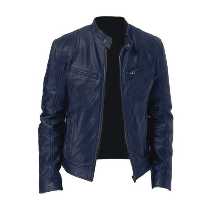 Versatile men's everyday racer jacket in black, a sleek casual outerwear for transitional weather & stylish men's fashion.