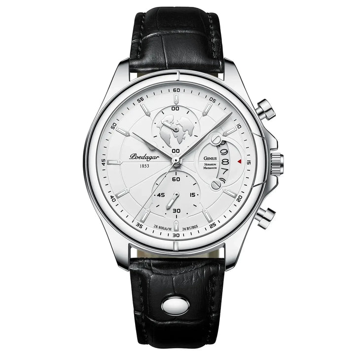 Stylish men's formal watch: an executive chronograph with a classic leather strap and precise quartz movement.