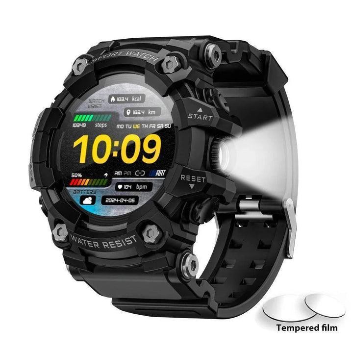 Smartwatch displaying sleep tracking analysis, black band and dark screen
