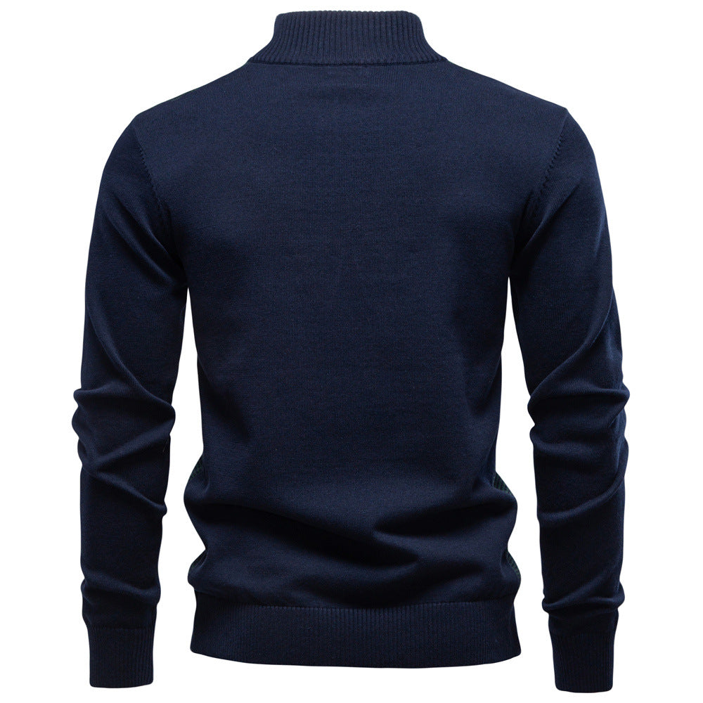 Comfortable men's pullover sweater with a stylish half-zip design. Florence series.