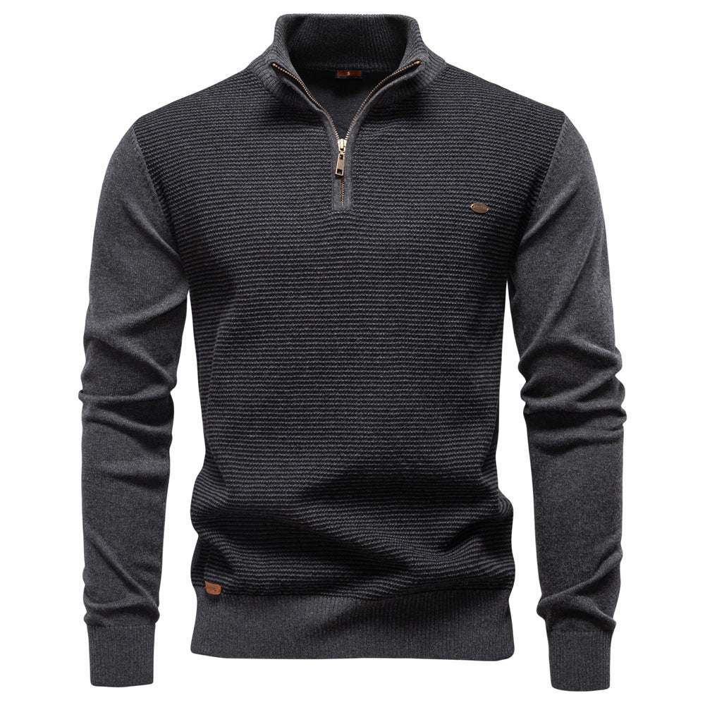Stylish men's half-zip pullover sweater, comfortable and perfect for layering.