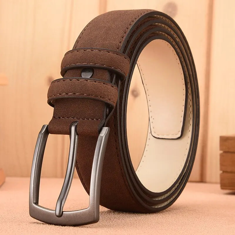 High-quality men's brown suede leather belt, a versatile fashion accessory for any men's style.