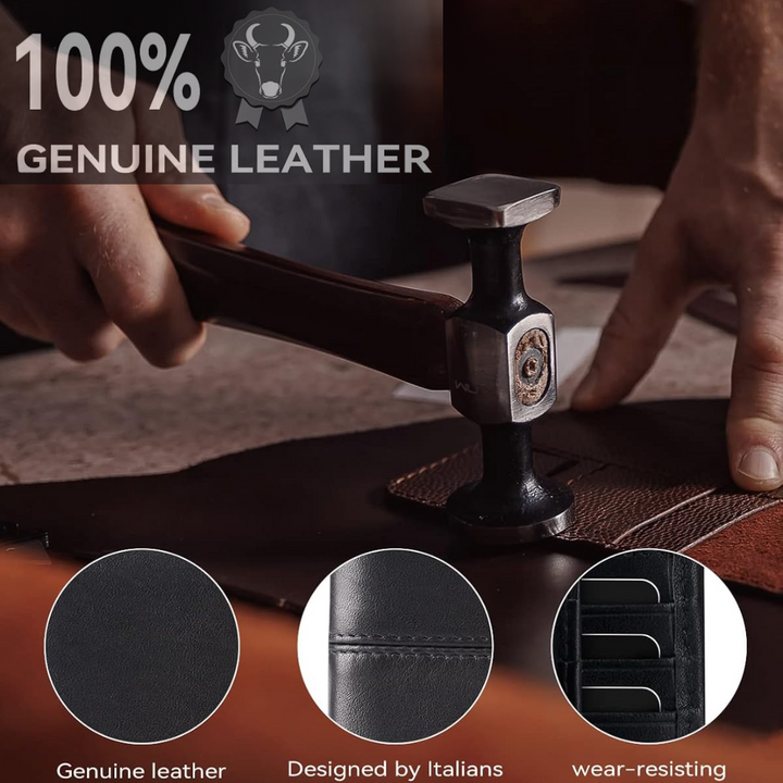 Rich genuine leather men's bifold wallet, RFID protected for peace of mind.
