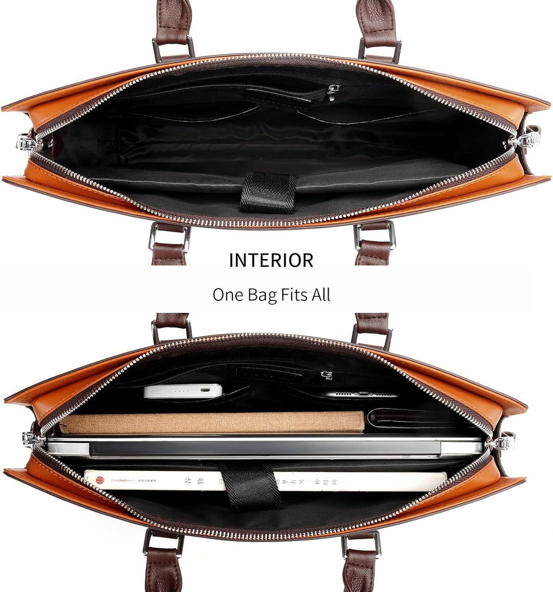 Robust men's genuine leather work briefcase, built to last with multiple sections.