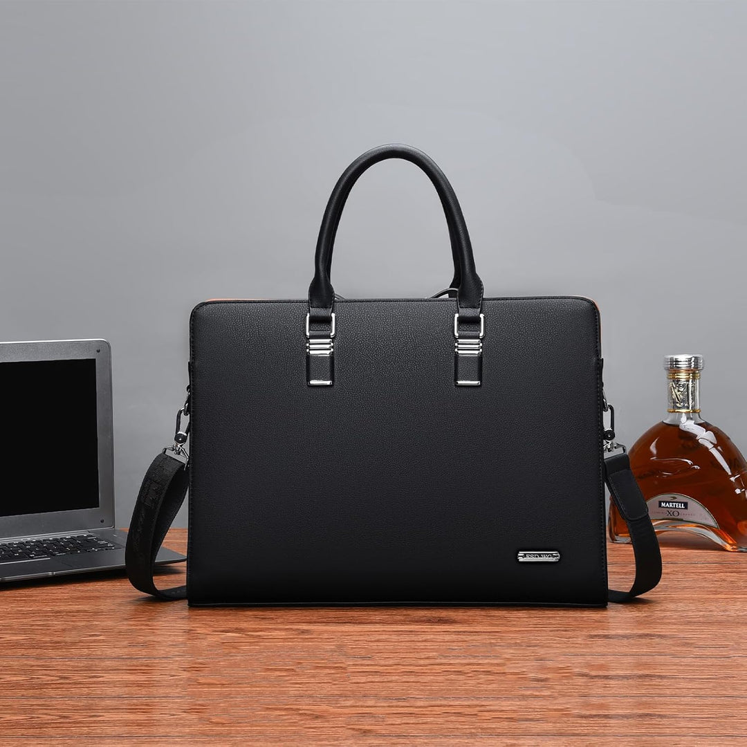 Stylish multi-compartment genuine leather men's commuter bag, a professional choice.