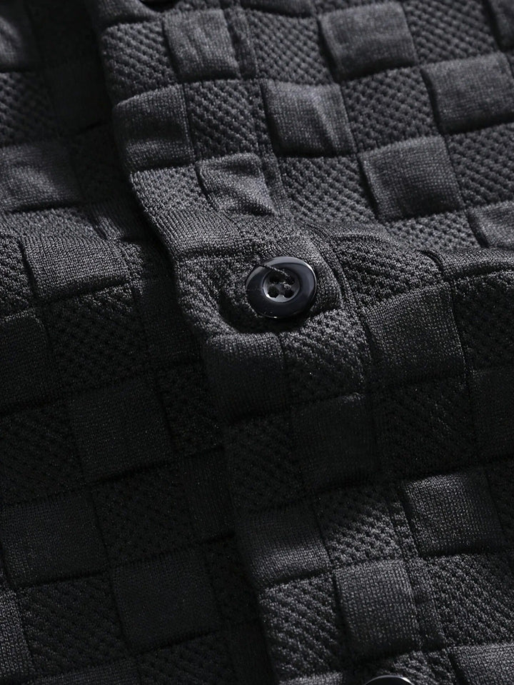 Menswear gridline checkered lounge set, a comfortable two-piece for casual homewear & summer style.