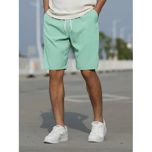 Everyday men's comfortable high-waist shorts. Relaxed fit casual wear, ideal for summer activities.
